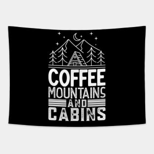 Coffee Mountains And Cabins Tapestry