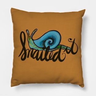 Snailed It Funny Blue Snail Pillow