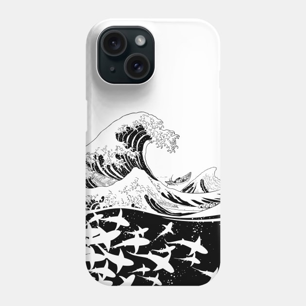 Wave of sharks Phone Case by albertocubatas
