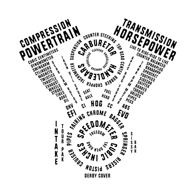 Motorcycle Engine Calligram Motor Word Art by 36Artworks