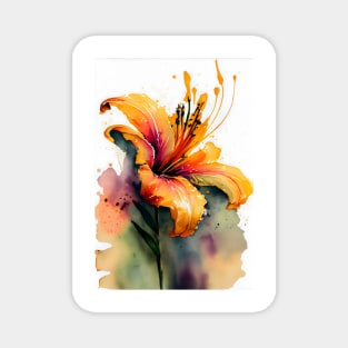 An Orange Daylily Day Lily Watercolor Design Magnet