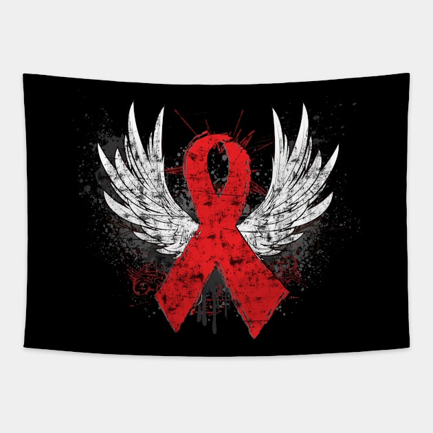 Winged Red Ribbon - World AIDS Day Tapestry by wheedesign