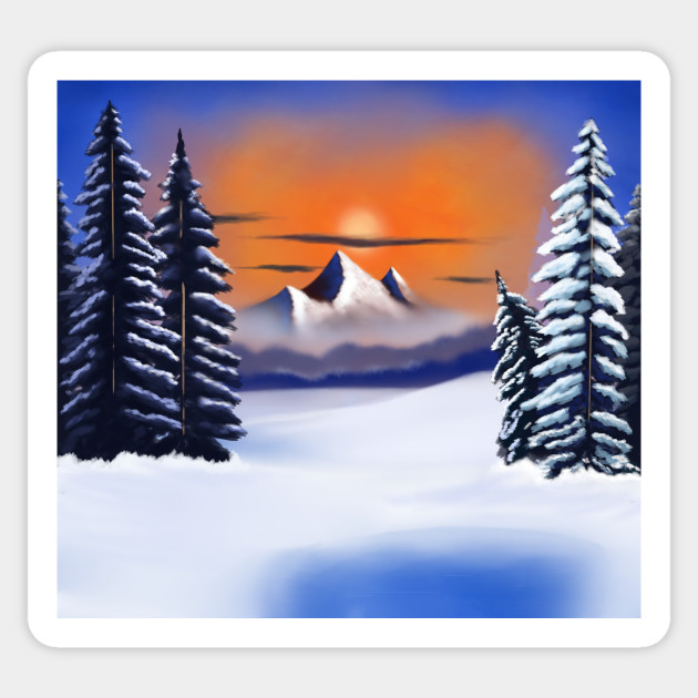 Bob Ross Winter Evergreens Landscape Painting Bob Ross Painting