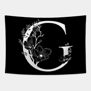 Letter G Monogram - Floral Initial Tapestry