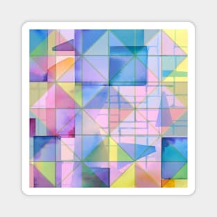 Abstract Watercolor Pastel Geometric Stained Glass Digital Art Design Magnet