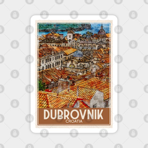 Travel Art Dubrovnik Croatia Magnet by faagrafica