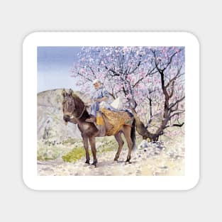 Muleteer and almond blossom Magnet