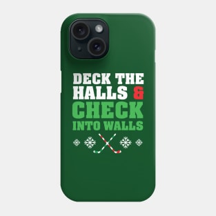 Funny Ice Hockey Christmas Candy Cane Stick Deck The Halls Phone Case