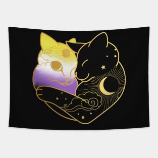 Nonbinary Celestial Cat Heart Tapestry