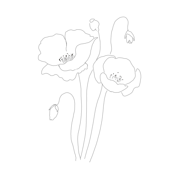 poppies line drawing 2 by colorandcolor