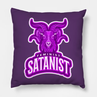 Feminist Satanist Purple Goat Baphomet with Pentagram Occult Pillow