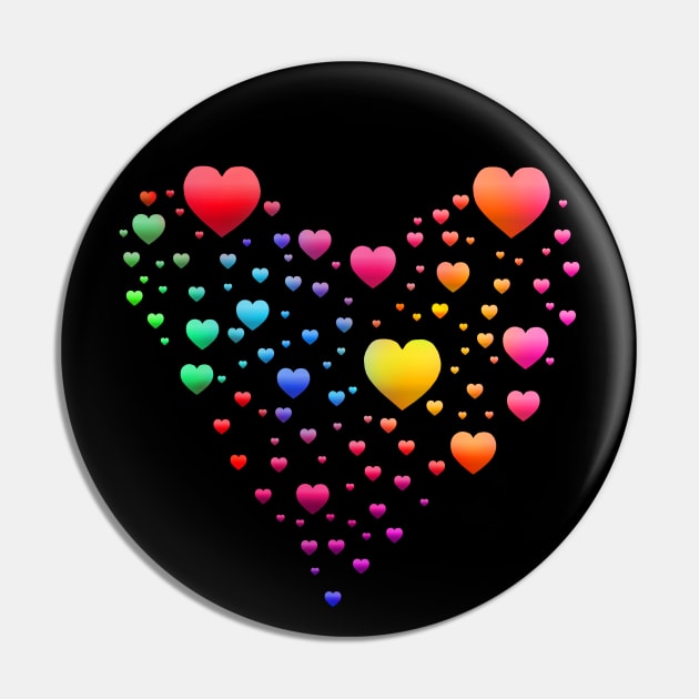 Multicolored Rainbow Heart Bubbles Pin by Art by Deborah Camp