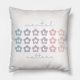 Mental Health Matters | Retro Flowers French Gray Pillow