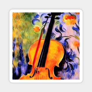 Impressionist Cello & Flowers Magnet