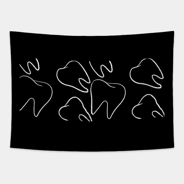 Black and White Teeth Tapestry by Happimola