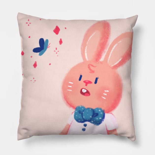 Curious little bunny Pillow by Kami Aguiar (skulldragon)