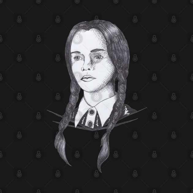 Wednesday Addams - Pen Sketch by DILLIGAFM8