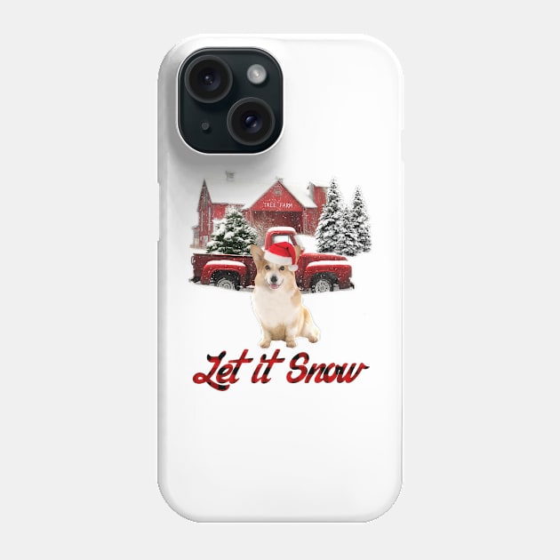 Corgi Dog Let It Snow Tree Farm Red Truck Christmas Phone Case by Brodrick Arlette Store