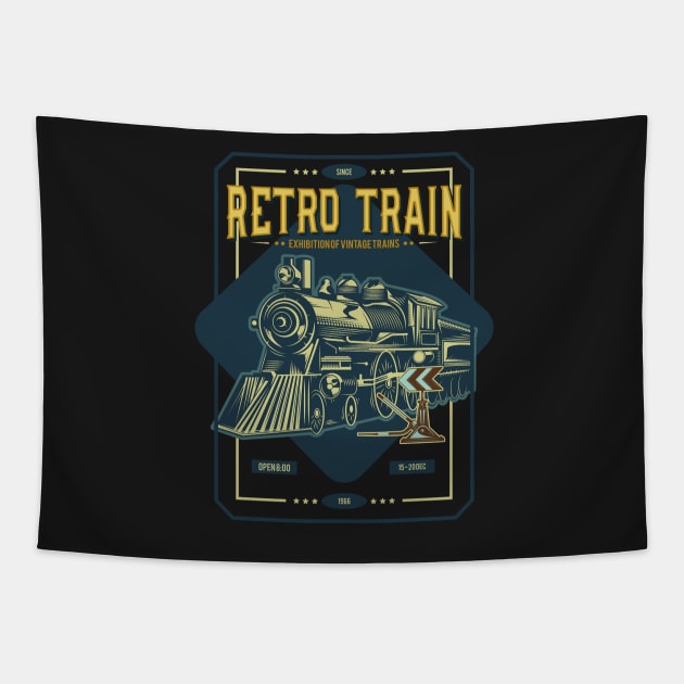 Retro Train Lovers Funny, for train fans. "Ask me about trains" Tapestry by RedoneDesignART