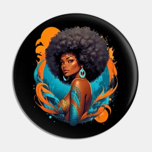 Black Woman Retro vintage psychedelic 80s disco tattoo design Pin