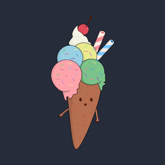 Ice Cream Cone Kawaii T-Shirt by happinessinatee