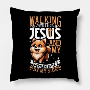 Jesus and dog - German Spitz Pillow