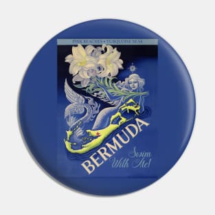 Bermuda Mermaid Vintage Travel ad Pin