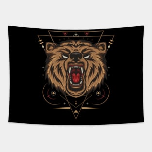 Furious bear head illustration Tapestry