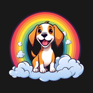 Cute Beagle Rainbow Cloud Kawaii Dog Happy Puppy T-Shirt