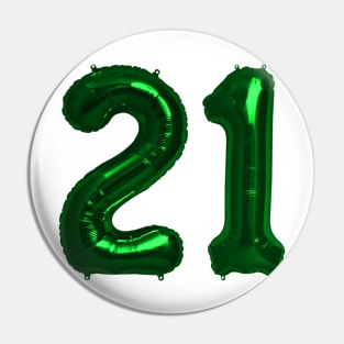 Bright Green 21st Birthday Metallic Helium Balloons Numbers Pin