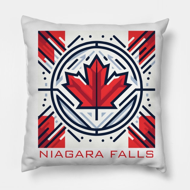 Niagara Falls Canada Flag Pillow by Heartsake