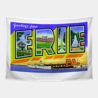 Greetings from Erie, PA - Vintage Large Letter Postcard Tapestry