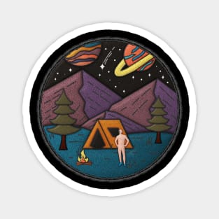 Solo Camping Midlife Merit Badge Magnet