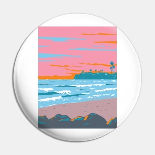 Tourmaline Surfing Park in Pacific Beach San Diego California WPA Poster Art Pin