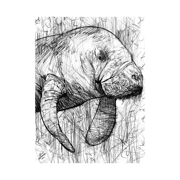 DUGONG pencil portrait .3 by lautir