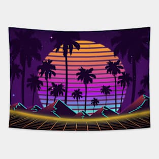 Twilight Gently Sunset Synthwave Tapestry