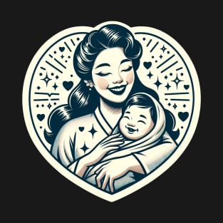 Vintage Motherhood Love Heart Symbol of Maternal Affection T-Shirt