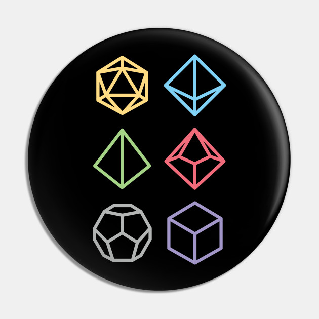 Polyhedral Rainbow Dice Icons Rpg D Dnd Pin Teepublic Polyhedral Rainbow Dice Icons Rpg D Dnd Pin Teepublic