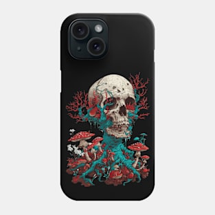 Skull and mushrooms. Phone Case