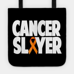 Leukemia Cancer Slayer Shirt Survivor Fight Orange Ribbon Tote