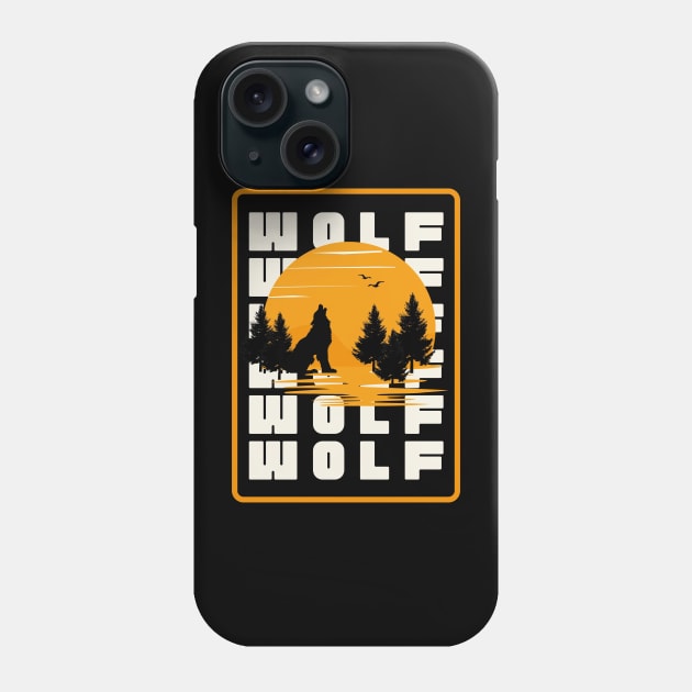 Cool Wolf and sunset Phone Case by RoyaltyDesign