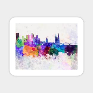 Cologne skyline in watercolor background Magnet