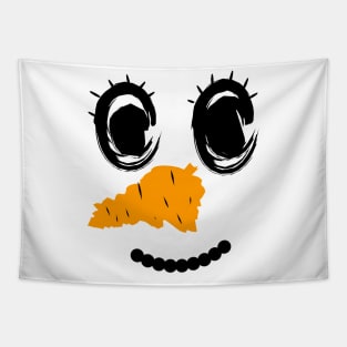 Happy Snowman Face Tapestry