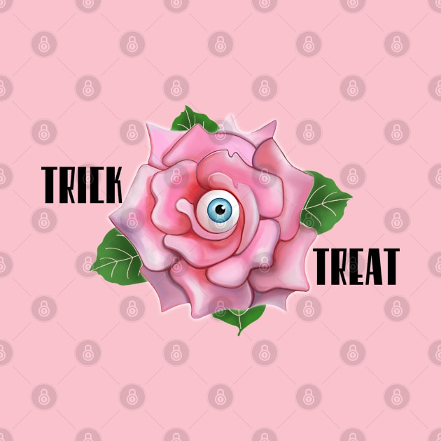 Spooky pink rose treat or treat (pink background) by Meakm