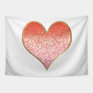 Heart - golden coral pink gradient Tapestry