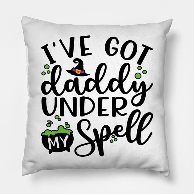 I’ve Got Daddy Under My Spell Girls Boys Halloween Cute Funny Pillow by GlimmerDesigns