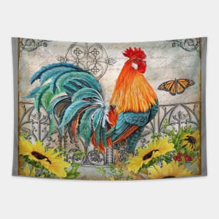 Ironwork Rooster B Tapestry