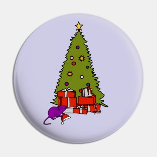 Rat with Santa Hat and Christmas Tree Pin