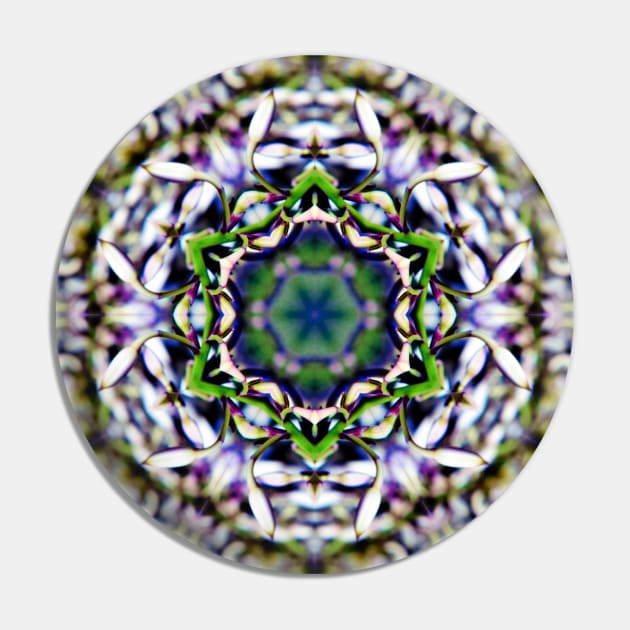 Floral Mandala Kaleidoscope Pin by lukefranklinart