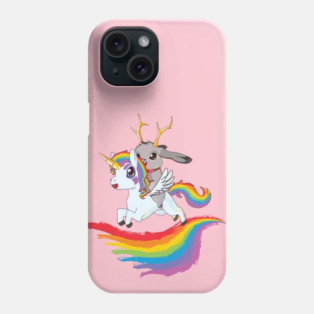 Pink Jackalope on a Unicorn Phone Case by Myanko